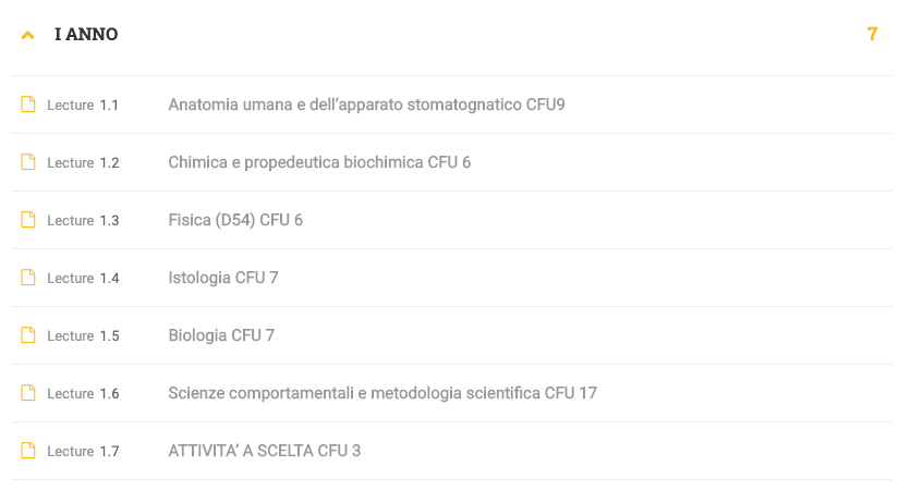 primo anno odonto
