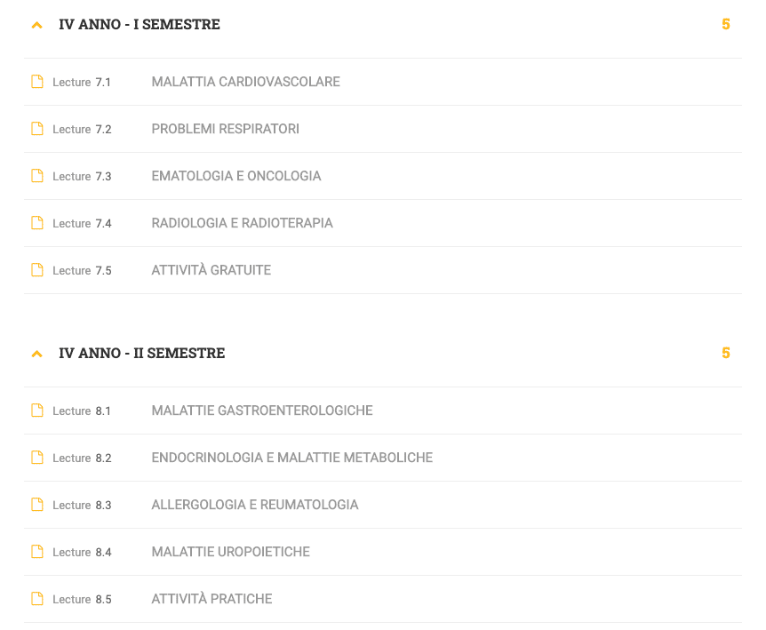 programma quarto anno medicina