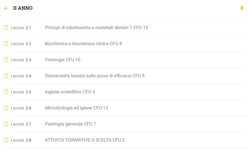 secondo anno odonto