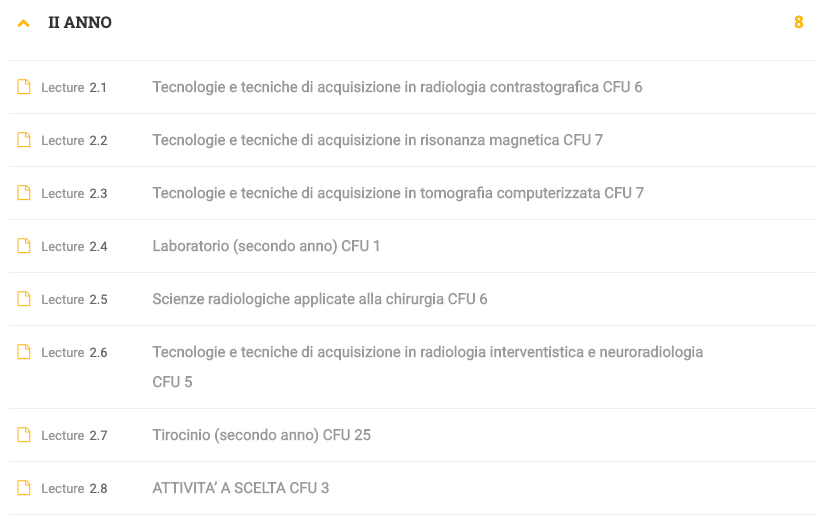 secondo anno radiologia