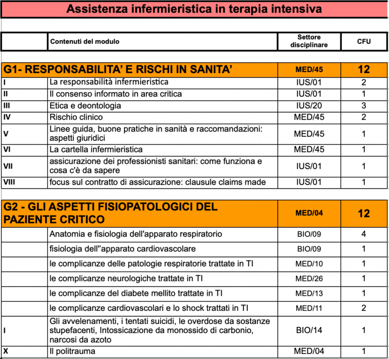 Master online in Assistenza infermieristica in terapia intensiva 1