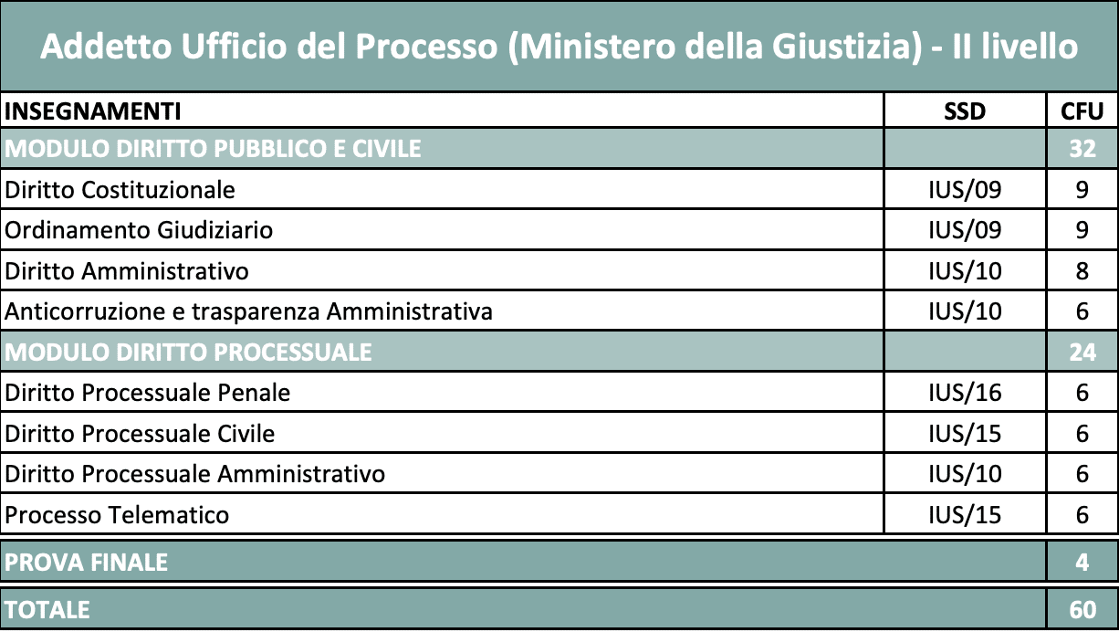 programma master online Addetto Ufficio del Processo Ministero della Giustizia