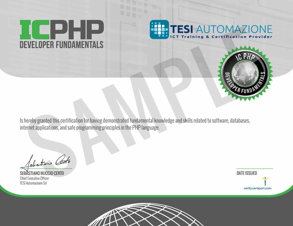 fac simile certificato ICPHP