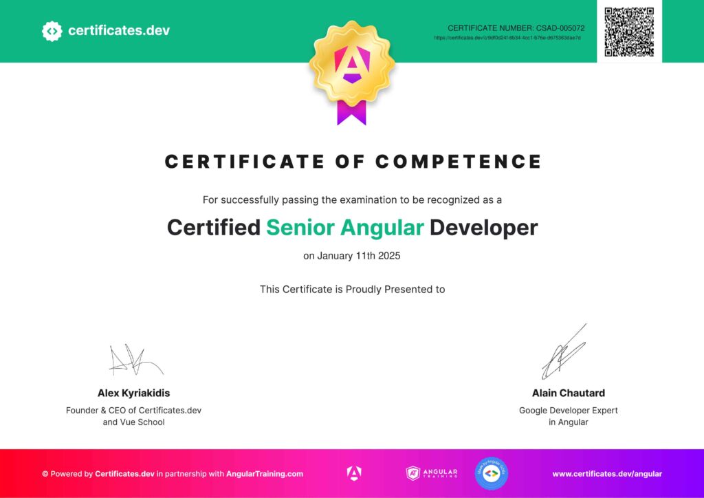 fac simile certificato angular